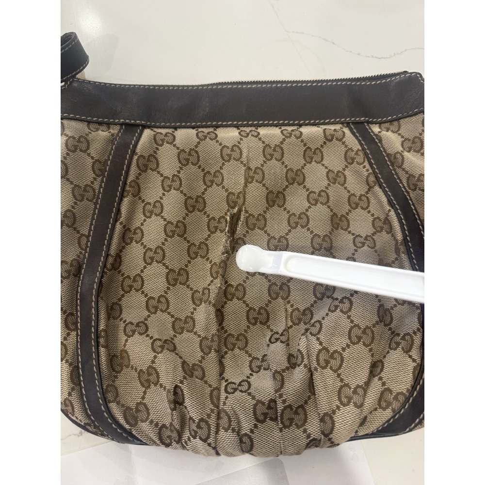 Gucci Abbey Crossbody Shoulder Bag 203257 Gg Canvas Leather Beige Dark Brown/COA - Picture 5 of 7